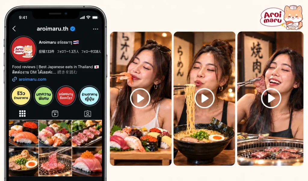 Aroimaru公式Instagramと初回無料のレビュー動画のイメージ