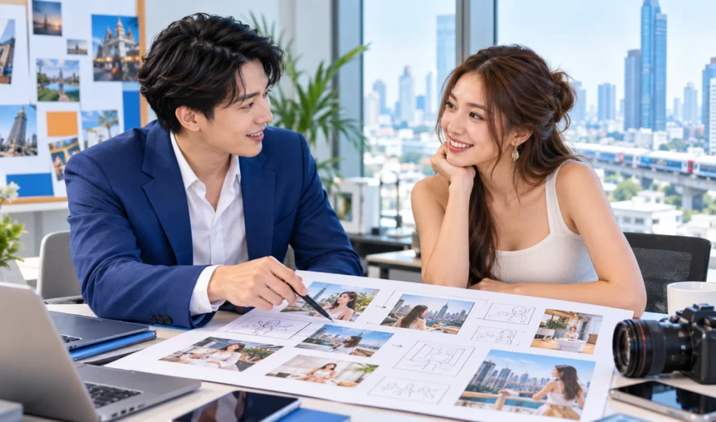 日本人スタッフとタイのKOLが直接打ち合わせする様子