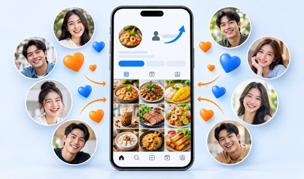企業アカウントにフォロワーが集まり増えていくイメージ